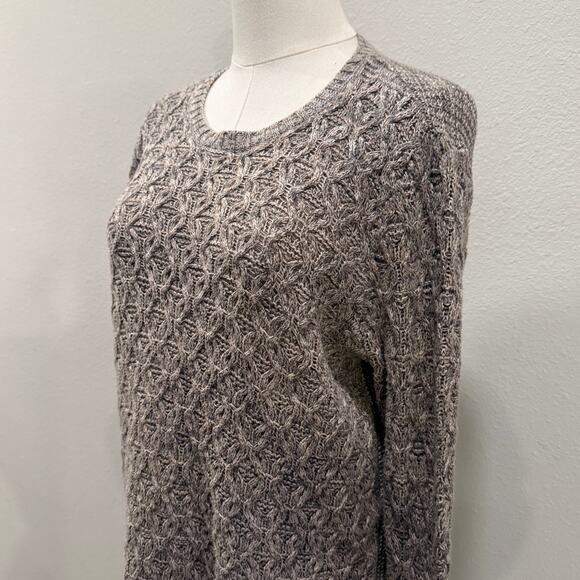 Jeanne Pierre Textured Cotton Knit Women Sweater M Taupe Gray Cozy Neutral Fall - Picture 3 of 7